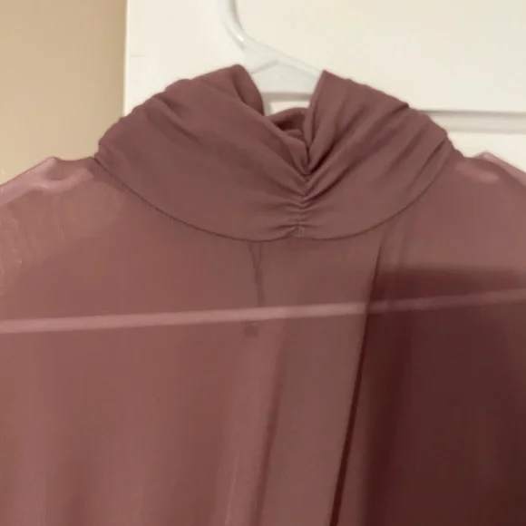 Mauve Zara mock neck layering sheer shirt. Small imperfection see pictures. - Picture 3 of 5